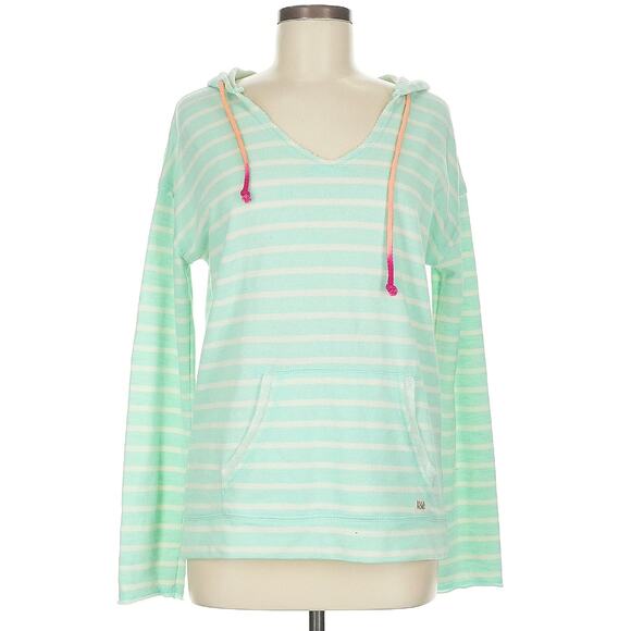 Billabong Hoodie Women Size Small Mint Green White Striped Beach Coastal BLEMISH - Picture 1 of 6